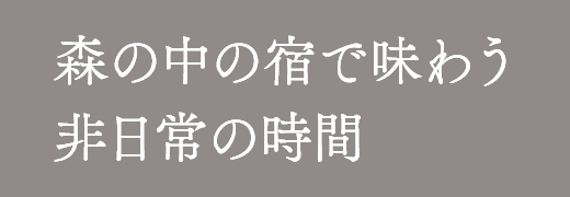 森の中の宿で味わう 非日常の時間